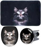 3 Piece Bathroom Set Cool Cat